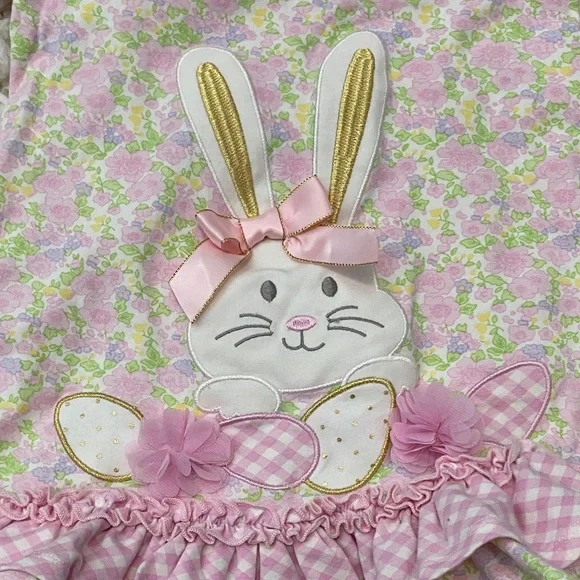 Bonnie Jean girls Sz 3T floral dress featuring a cute bunny ¥ - Picture 5 of 16